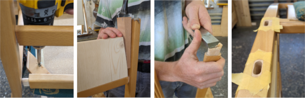 Stuhlreparatur: Zapfenverbindung neu verleimen für mehr Stabilität Reparatur eines Stuhls mit defekter Zapfenverbindung – Neuverleimung und Stabilisierung der Holzverbindung.